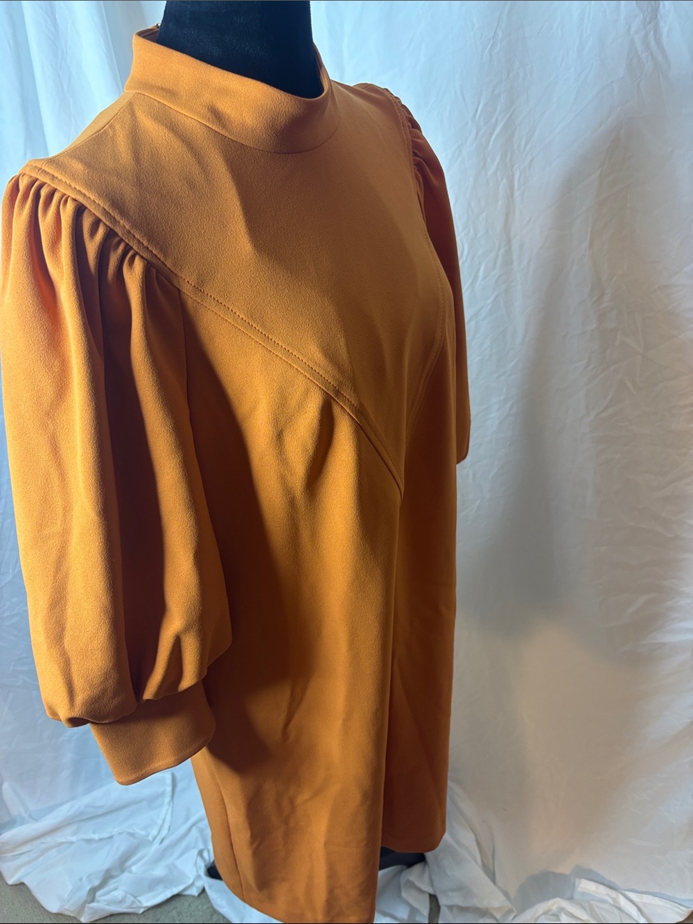 Calvin Klein Orange Puff-Sleeve Mini Dress - Picture 9 of 11